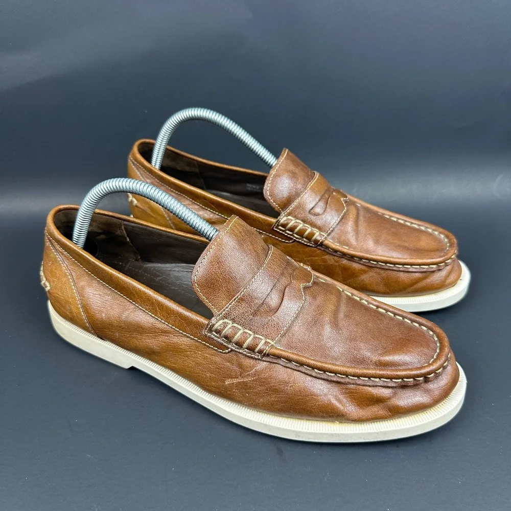 Cole Haan Yacht Club Brown Leather Penny Loafers Nike Air Mens 9M Slip On Shoes